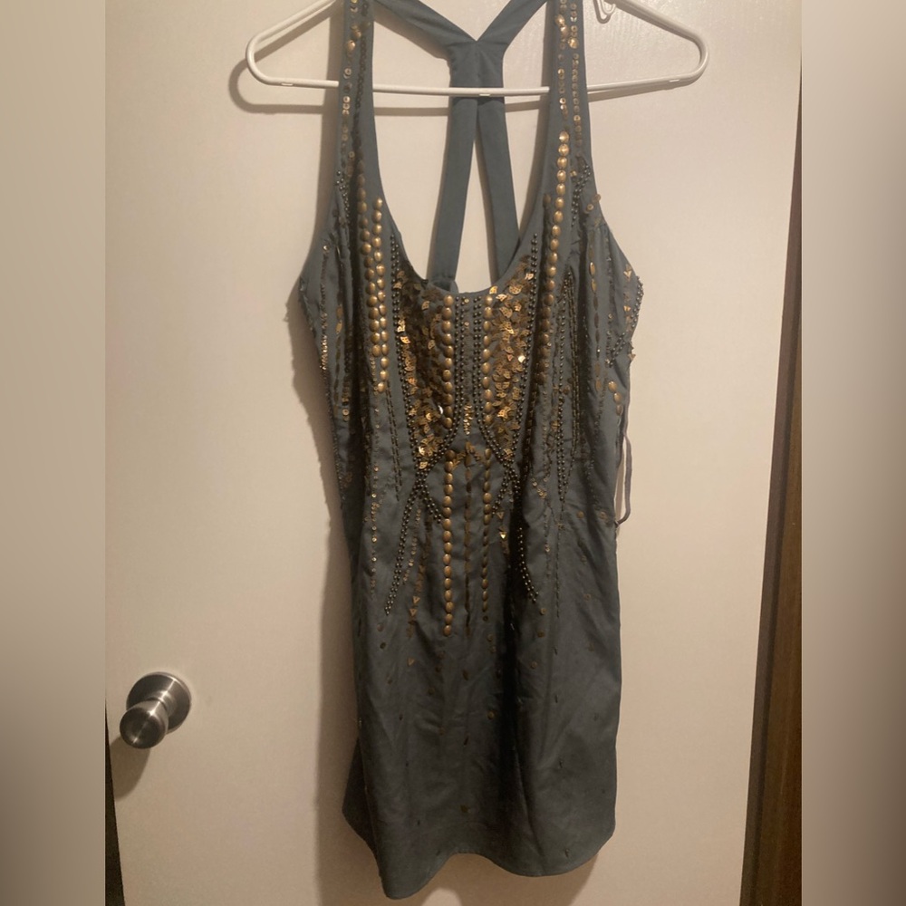 Free People Gray shirt with Gold Studs